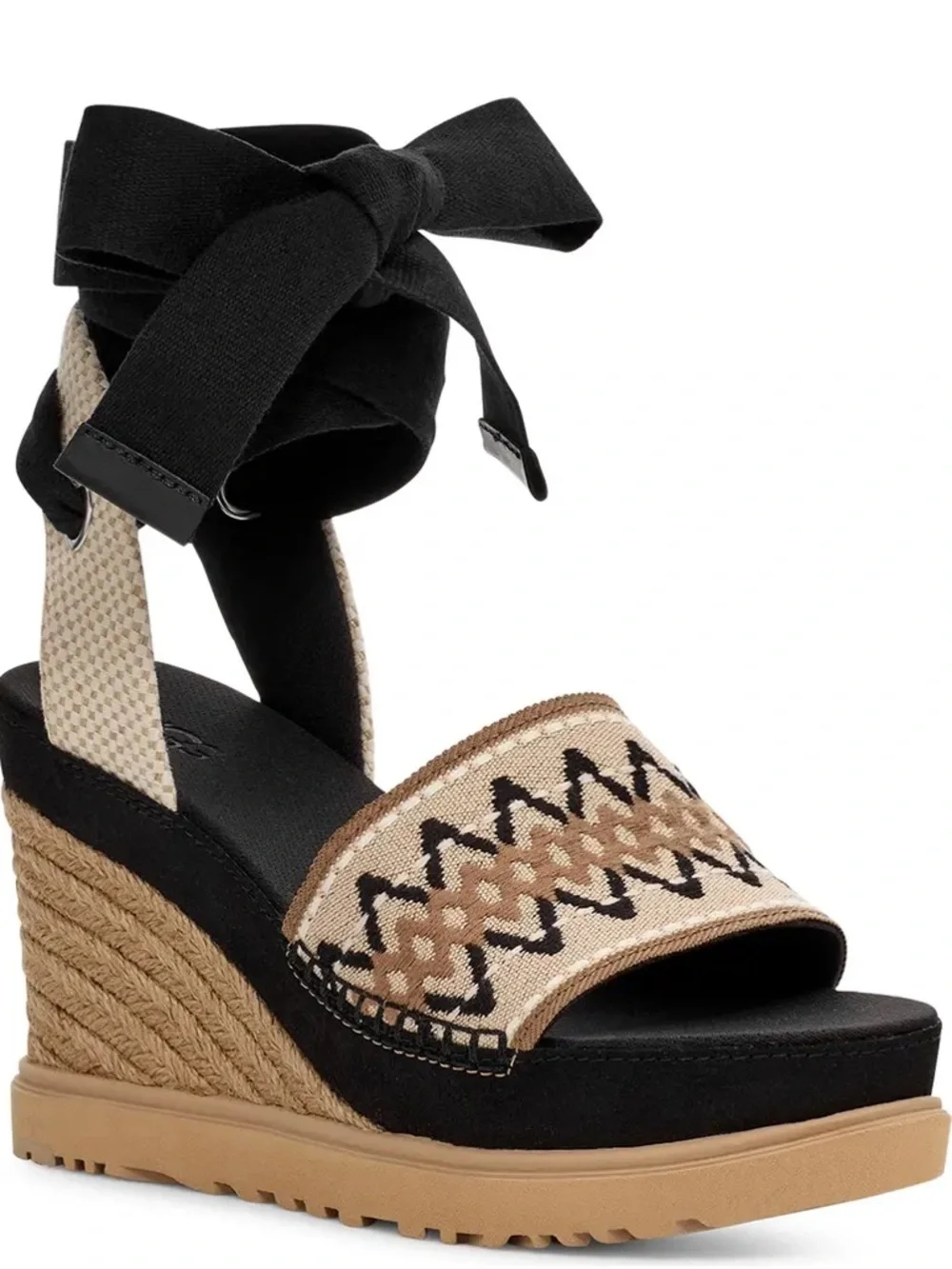 UGG Sz 9.5 Abbot Ankle Wrap Espadrille Sandals Band Tribal Embroidery NEW - Picture 9 of 16